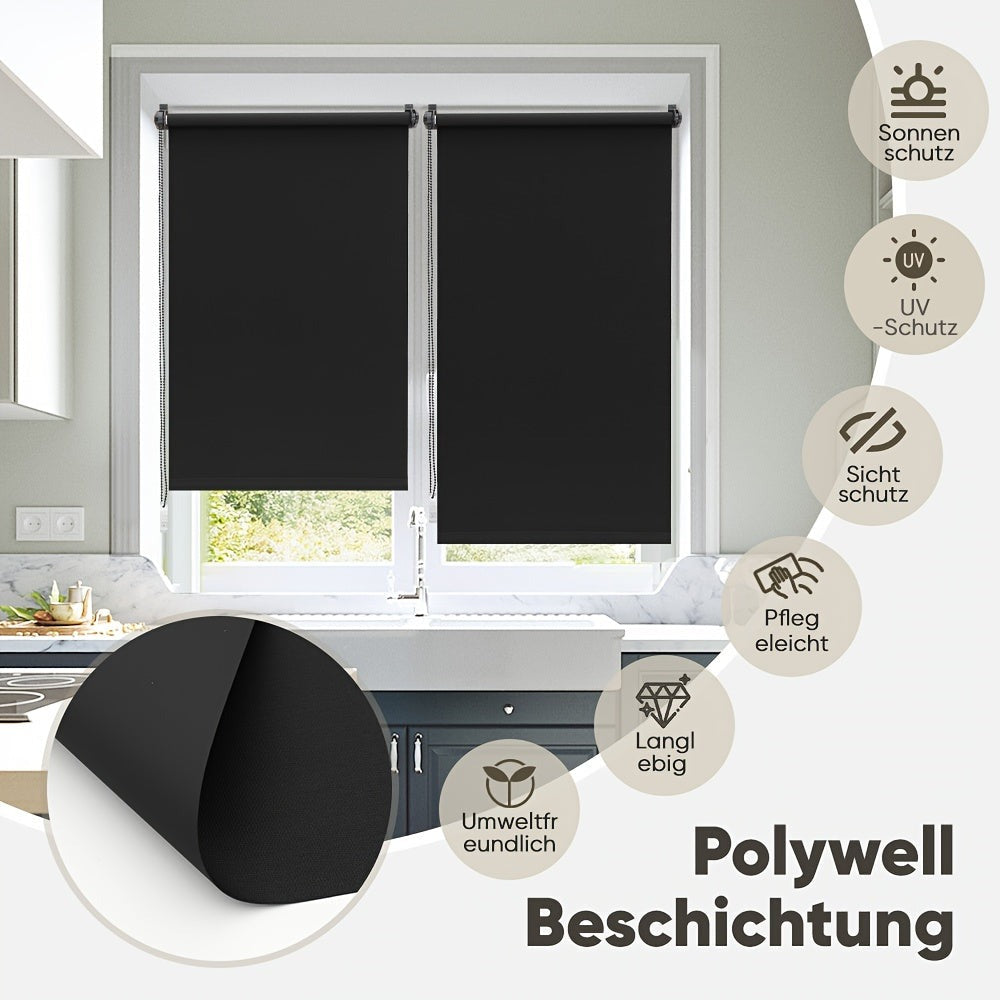 Persiana Blackout Sekey sin perforaciones, fijación con abrazadera, 55 cm de ancho, persiana lateral, protección contra el calor, pantalla de privacidad y protección solar, montaje en pared, montaje en techo, persiana con abrazadera para ventanas y puerta