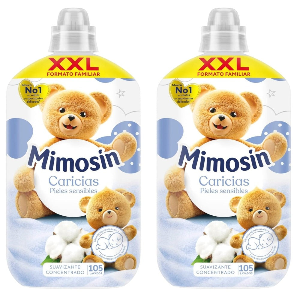 Mimosin Caricias Pieles Sensibles Suavizante Concentrado para Ropa 1785 ml (105 Lavados) – Cuidado Suave y Fragancia Duradera