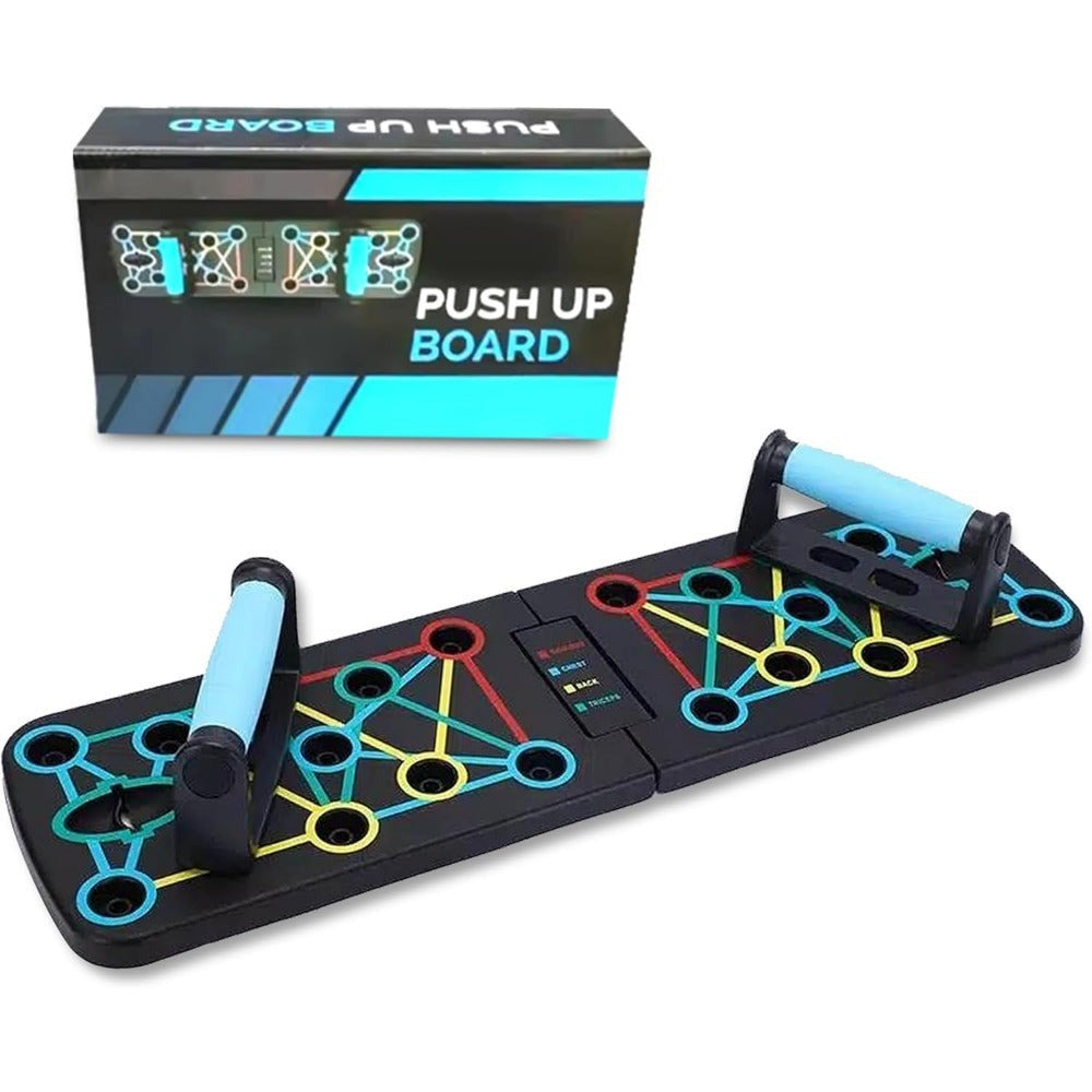 Tabla de flexiones multifuncional plegable，Entrenador de flexiones multifuncional plegable y portátil con asas antideslizantes y 2 bandas de resistencia. Diseño antideslizante, desmontable y fácil de guardar.barra de empuje para gimnasio en casa, manija d