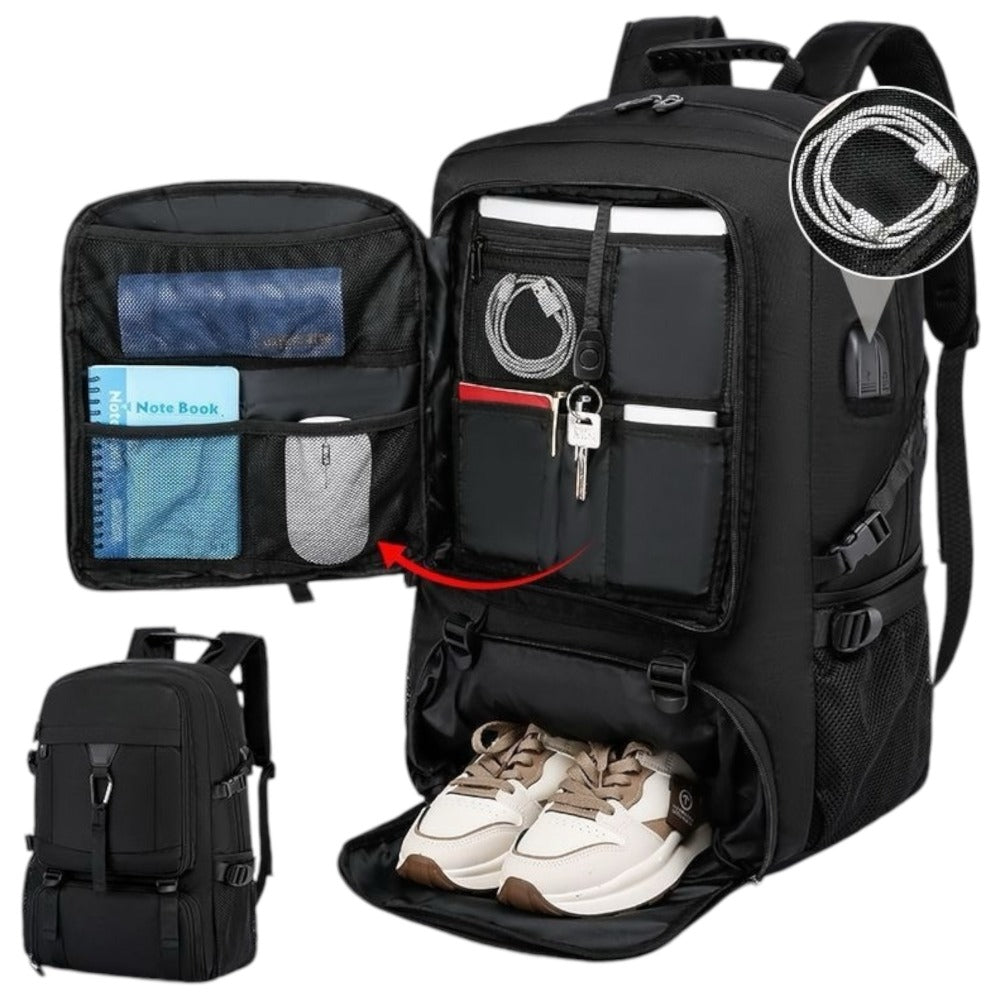 Mochila de Viaje para Cabina de Avion 45x30x20 para Vuelo Barato Equipaje de Mano y Espaciosa con Compartimento para Zapatos y Mochila Antirrobo Multifuncional para Viajes 2210.