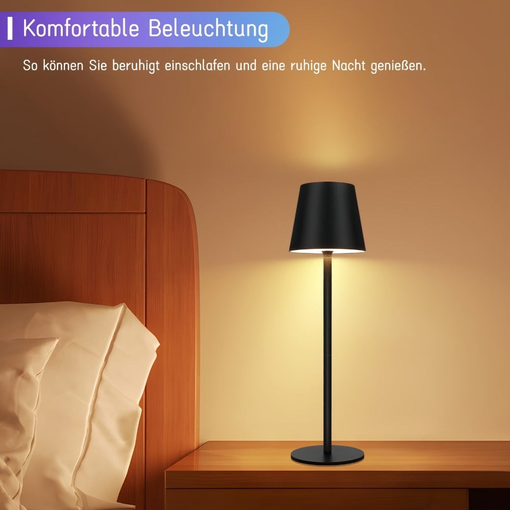 2 Lámparas de Mesa LED Inalámbricas - Lámpara de Noche táctil regulable, Lámpara de Mesa Negra, Lámpara de Noche USB Recargable de Metal para Mesita de Noche y Escritorio (Paquete de 2)