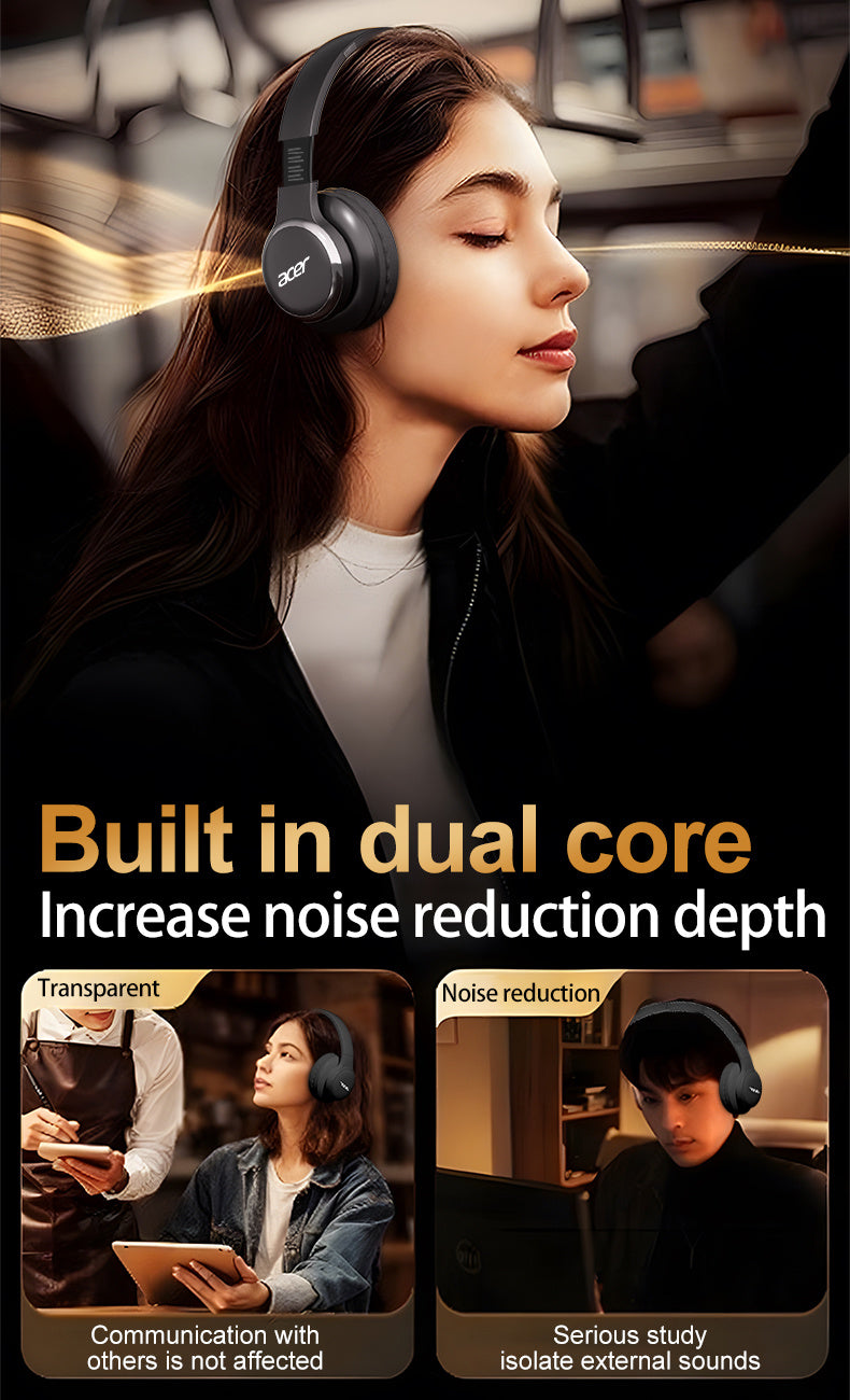 Auriculares Bluetooth | Auriculares Inalámbricos Over-Ear Genuinos de Acer con Bajos Potentes, Sonido Estéreo Hi-Fi, Reducción de Ruido en