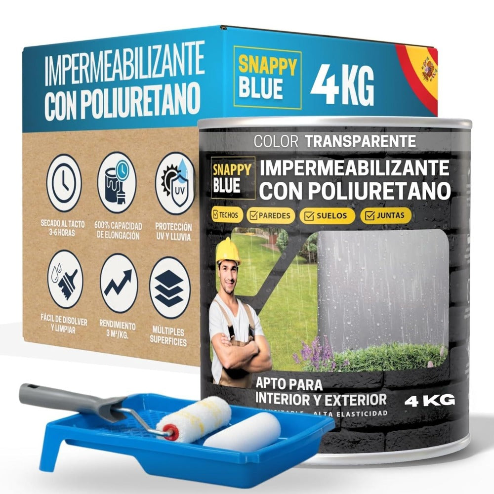 [Brocha de Regalo] Impermeabilizante Transparente con Poliuretano, Sellador Impermeable Fugas Agua, Revestimiento Impermeable Definitivo, Hidrofugante Invisible para Techos, Terrazas y Exteriores