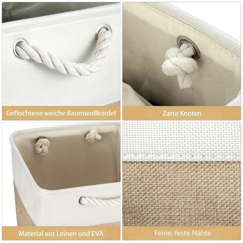 Organizador Plegable 3x con Asas Cesta de Almacenamiento de Tela para Estantes, Armarios y Alacenas Duradero y Ligero Organización del Hogar Color Caqui