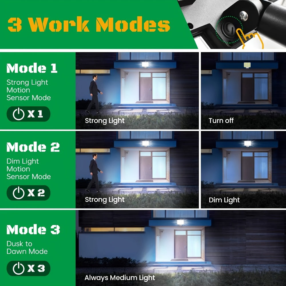 Luz solar exterior con sensor 2 piezas | Jardín patio garaje y seguridad