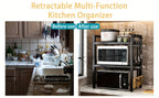 Estante para Microondas de 3 Niveles Extensible con 6 Ganchos, Estante de Cocina, Organizador de Especias, Organizador de Gabinete para Cocinas, , Extensible de 40 a 64 cm