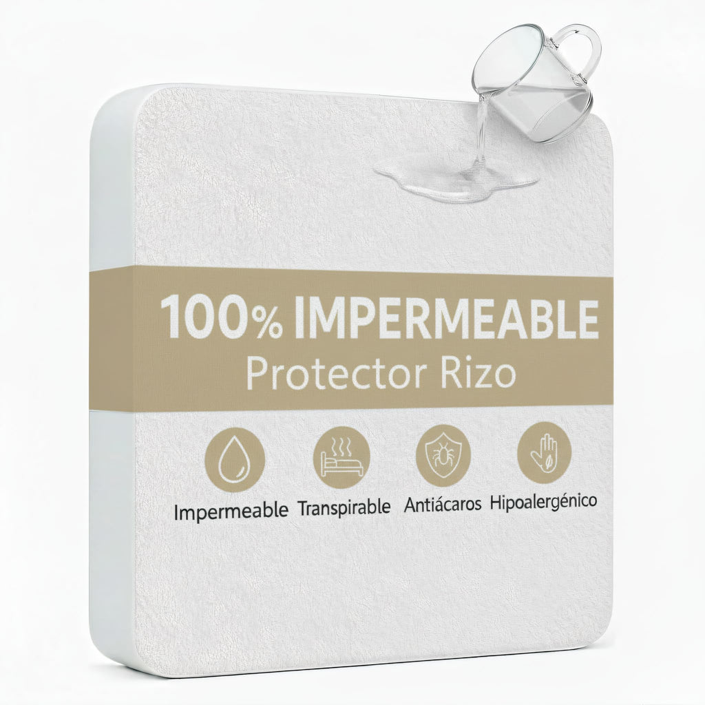 H HANSEL HOME Protector de Colchón de Rizo con Capa Impermeable de TPU, Funda colchon Cubrecolchón, Impermeable Confortable Ajustable Transpirable Blanco, Adaptable para Cama 90/135/150/180cm