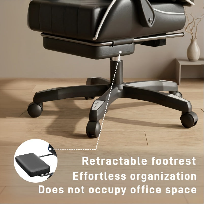 Silla de gaming ergonómica con acolchado de resorte ultrasuave, silla de oficina con reposacabezas y soporte lumbar, ángulo de inclinación y reposapiés ajustables, hecha de piel sintética duradera, regalos para novio