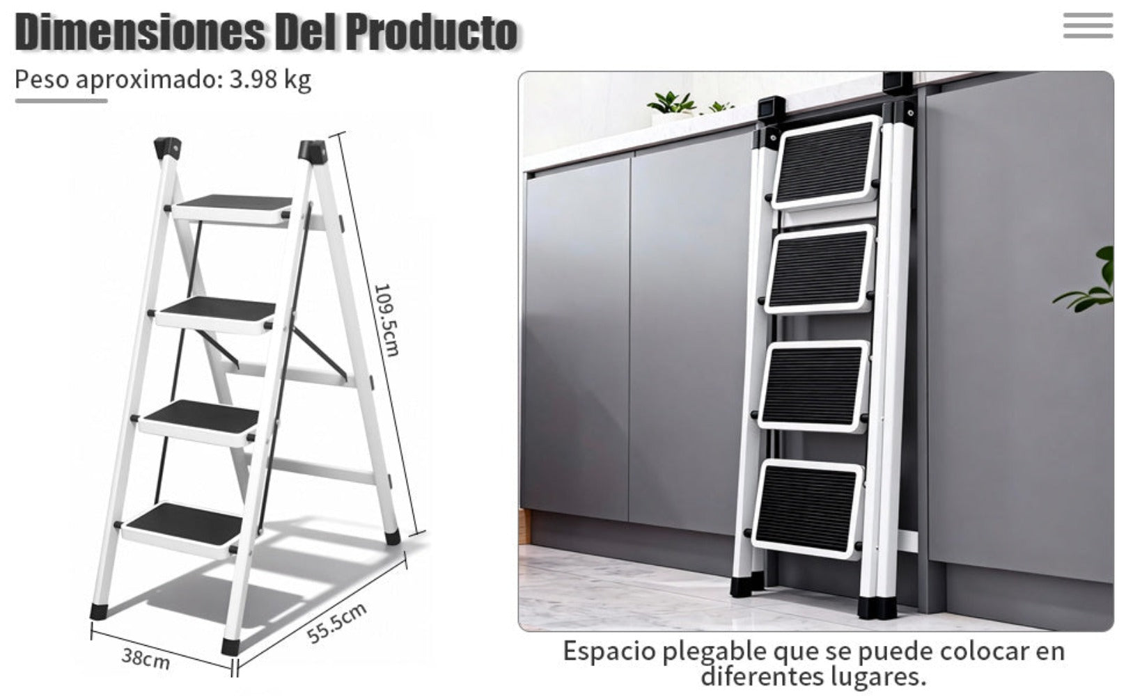 VORTEX Escalera plegable doméstica de acero aleado antideslizante