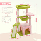 Árbol para Gatos de Interior PAWZ con Gran Apartamento, 1 Tablero de Sisal, 3 Postes Rascadores, Torre Rascadora para Gatos con Hamaca Grande y Percha de 90cm
