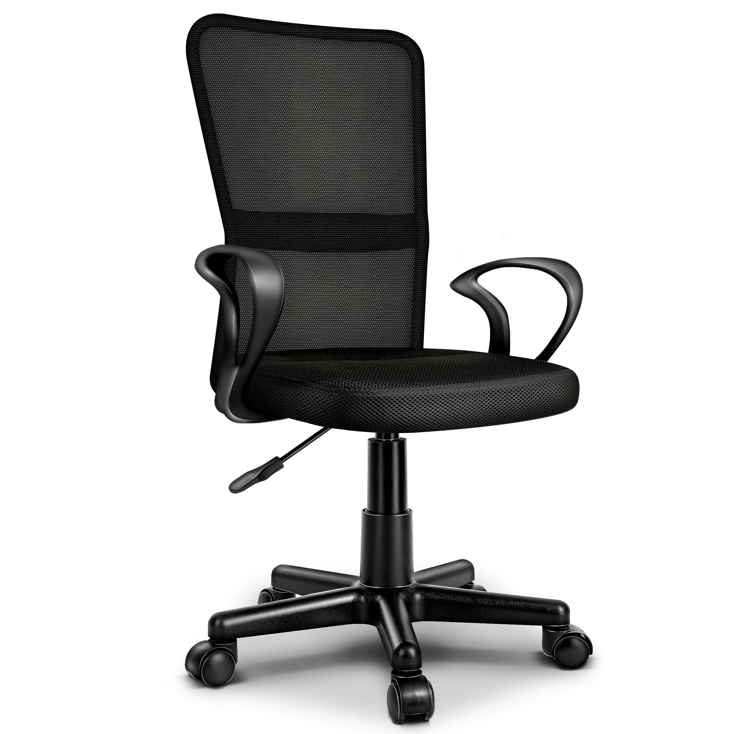 Silla de Oficina TRESKO® con Reposabrazos, Altura Ajustable Continua | Silla Giratoria de Malla Transpirable | Silla de Escritorio con Ruedas de Plástico Ligeras, Superficie Acolchada, Ajuste Ergonómico | Silla de Ordenador Ideal para Oficina en Casa, Hab
