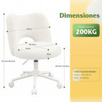Klyvvo Silla de Escritorio con Ruedas, Silla de Maquillaje con Tejido Teddy Transpirable, Altura Ajustable, Ideal para Oficina, Hogar, Regalo Familiar, Soporta Hasta 150 Kg, Disponible en Rosa, Blanco y Gris