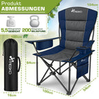 TRESKO® Silla de Camping Plegable hasta 200Kg | Silla Plegable con Bolsa Nevera, Portavasos y Bolsillo Lateral | Silla XXL Plegable Incluye Bolsa de Transporte | Silla de Pesca Acolchada para Exterior, Pesca, Festival y Jardín