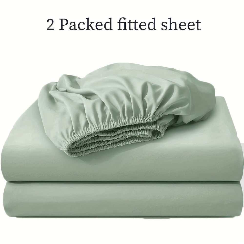 Juego de 2 sábanas bajeras, funda protectora de colchón suave y cómoda, kit de sábanas bajeras transpirable y multifuncional, lavable, apto para dormitorios, habitaciones de invitados, escuelas, utilizable en todas las estaciones, ropa de cama