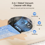 Lubluelu L20 Ultra Robot aspirador y fregona, 3 en 1, aspiradora robot, super succión de 8000Pa, 120 min, recarga por punto de interrupción, navegación precisa, limpieza inteligente, 5 mapas, 30 zonas prohibidas, control por aplicación inteligente, para a