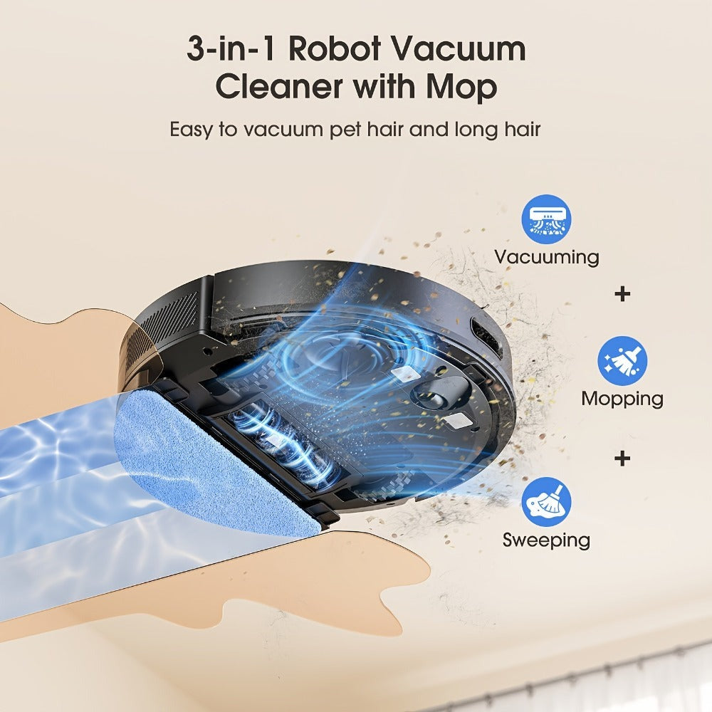 Lubluelu L20 Ultra Robot aspirador y fregona, 3 en 1, aspiradora robot, super succión de 8000Pa, 120 min, recarga por punto de interrupción, navegación precisa, limpieza inteligente, 5 mapas, 30 zonas prohibidas, control por aplicación inteligente, para a