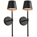 Juego de 2 apliques de pared inalámbricos con batería recargable y funcionamiento sin cables - Aplique LED de pared semiembutido moderno apto para sala de estar, dormitorio, pasillo, luz de noche, atenuación continua, montaje extraíble, a batería