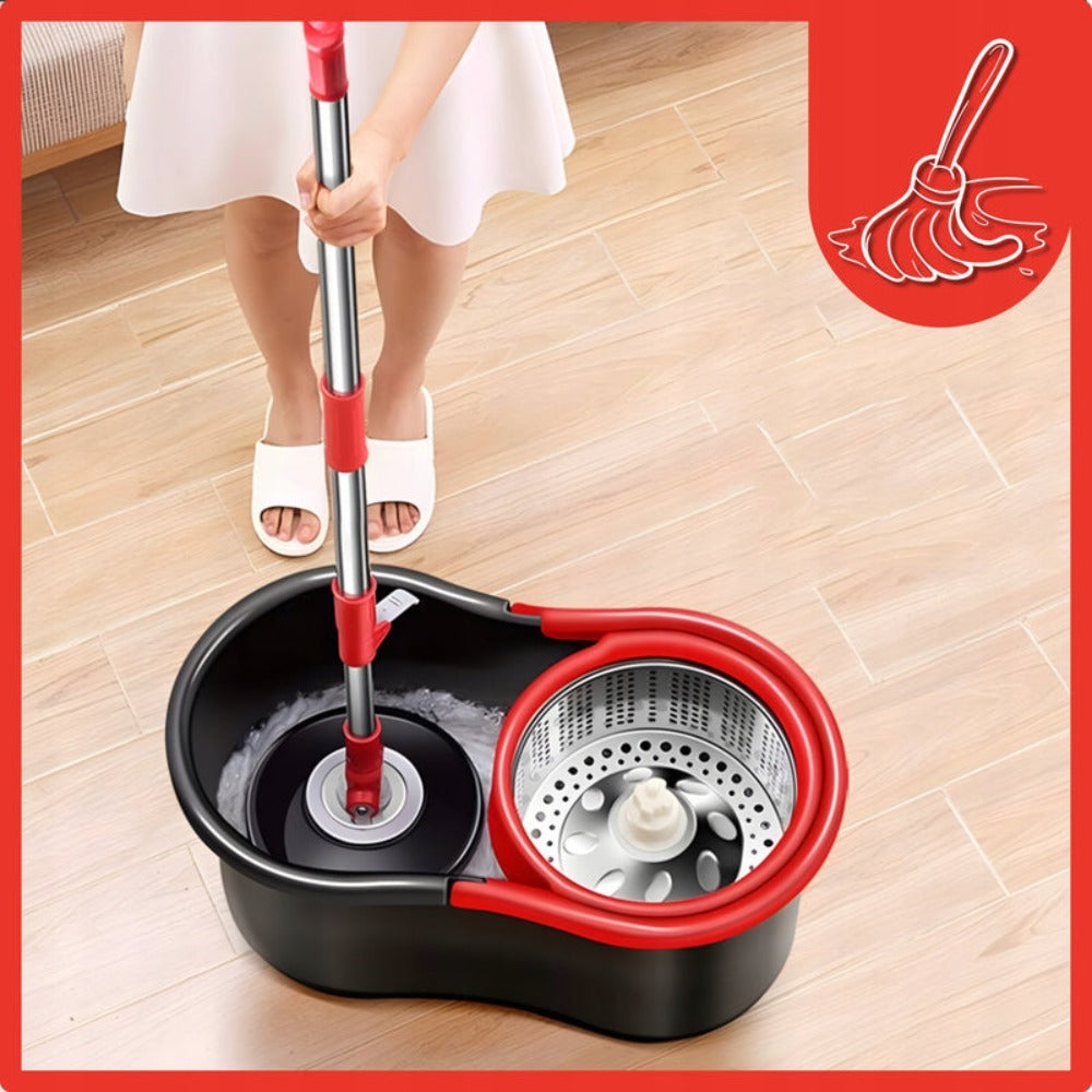 Mopa Rotatoria con Cubo y Microfibra, Set con Esponjas Gratis, Sistema de Secado y Lavado, Ideal para Paneles, Azulejos y Pisos de Madera, Cómoda, Duradera y Fácil de Usar.