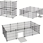 Barraza Compacta para Mascotas Pequeñas - Fácil de Instalar, Recinto Robusto y Expandible con Entrada para Uso Interior/Exterior - Ideal para Cachorros, Conejitos, Gatitos y Más