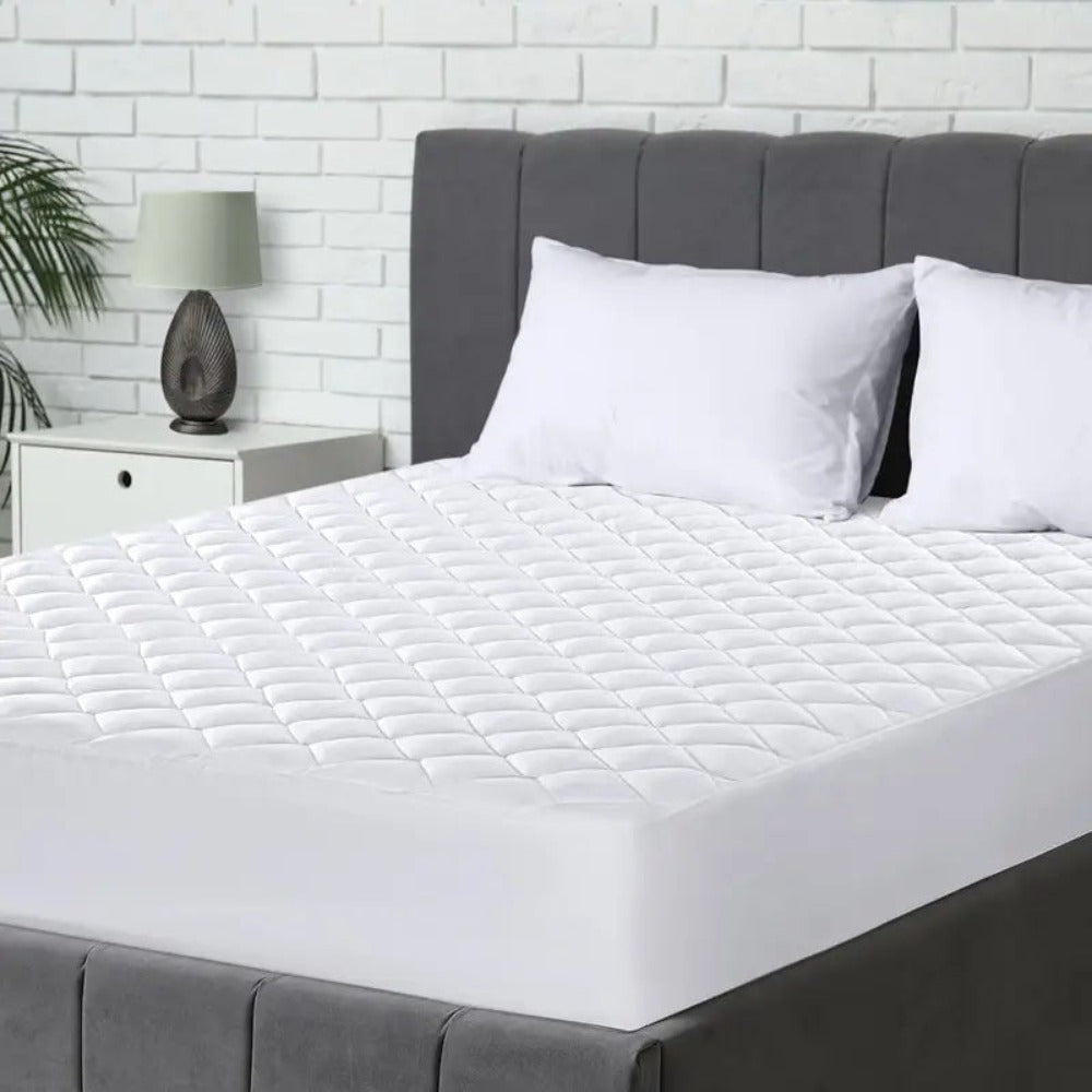 Protector de colchón acolchado extra grueso | Elástico ajustable hasta 30 cm, lavable a máquina, juego de cama liso (funda de almohada no incluida)