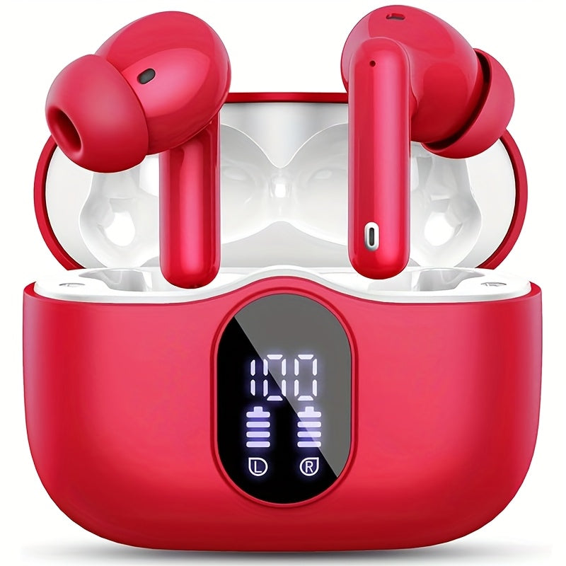 Auriculares Bluetooth | Auriculares inalámbricos 5.3 con estéreo de graves profundos, 36 horas de reproducción y estuche de carga LED, micrófonos
