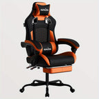 Silla Gaming, Silla Esports, Silla Gaming Ergonómica con Reposapiés, Silla Gaming de Carreras con Reposacabezas Ajustable, Silla de Ordenador con Altura Ajustable y Soporte Lumbar, Adecuada para Oficina en Casa y Gaming, Beige, Azul, Negro, Rojo, Naranja