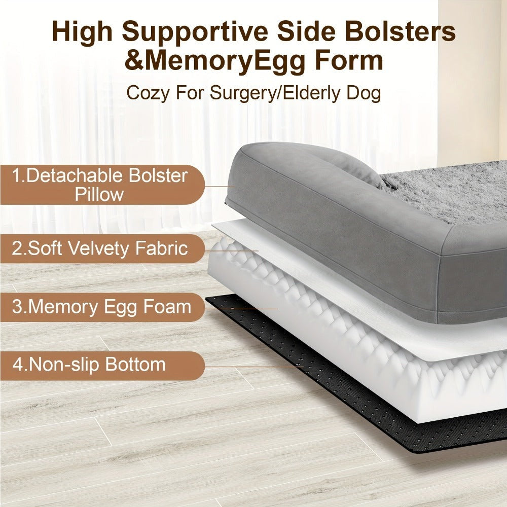 Cama Ortopédica para Perros con Espuma Viscoelástica | Soporte de Alta Densidad 65D | Acolchado de 10 cm de Grosor | Funda Removible Lavable a Máquina | Especial para Perros Medianos, Grandes y Senior