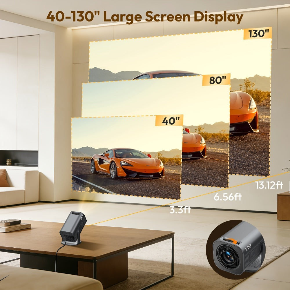 LUXVYN 2026 Proyector Portátil, con Android 11, Dual Wifi6, Brillo de 340ANSI, Local 1280X720P HD, Soporte 4K, Bajo Ruido, Ángulo de Proyección Flexible de 180°, Mini Proyector de Cine en Casa