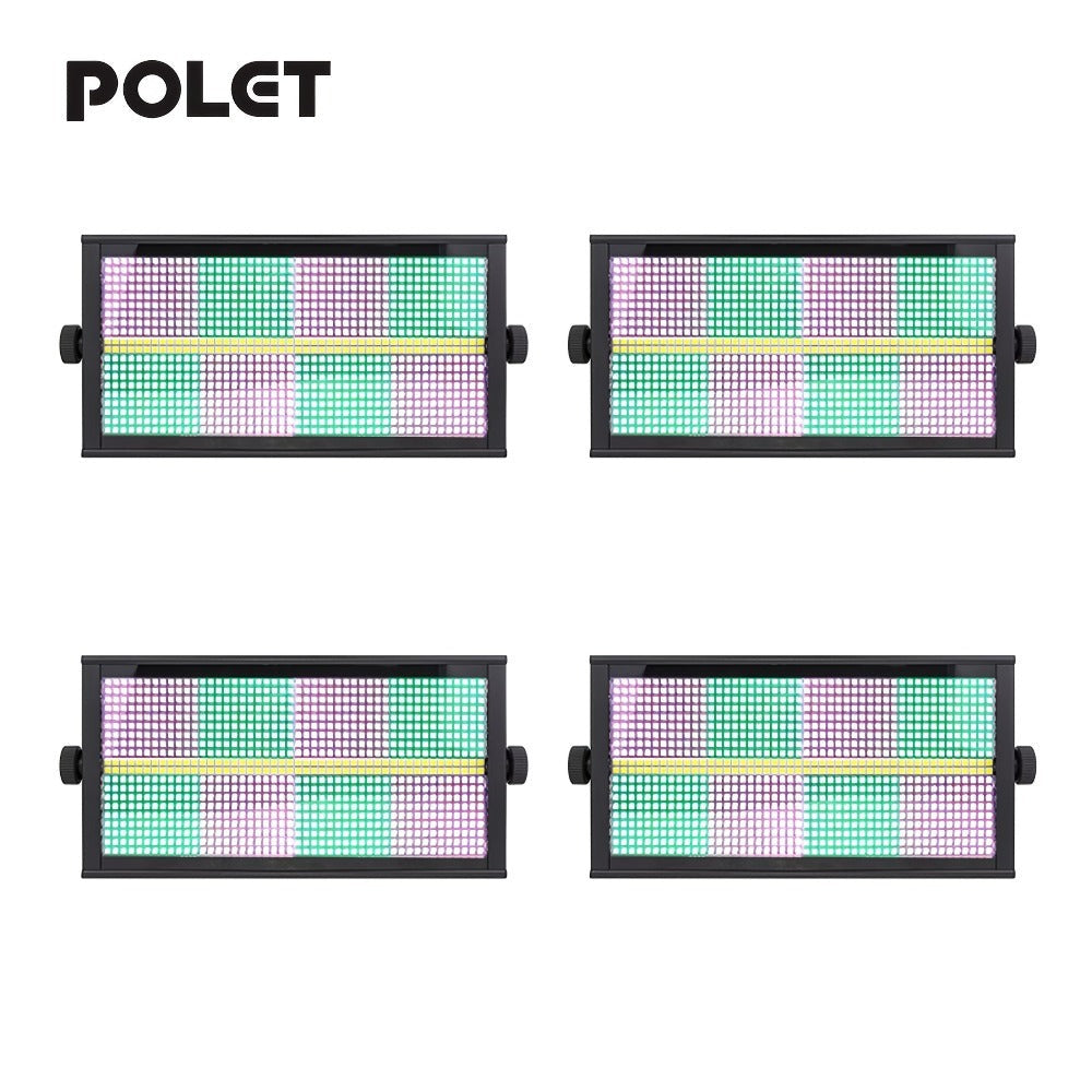 POLET 200W LEDRGBW 4 en 1 luz estroboscópica con partición 8+8 blanca 8000K DMX512 superbrillante para DJ, lavado, bodas, bar, efectos de iluminación escénica estroboscópica para fiestas, clubes y espectáculos