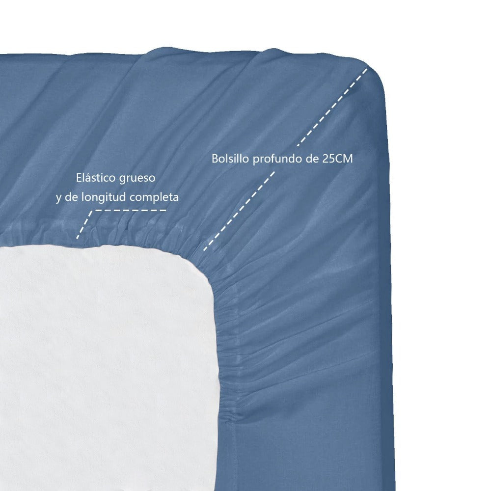 Juego de Sábanas Ligero Suave Fresca 4 Piezas para Cama de 90/105/135/150 cm – 100%Microfibra – Incluye Sábana Bajera Ajustable con borde elástico de 25 cm de profundidad, Sábana Encimera y 2 Fundas de Almohada – Suave, Transpirable y Confortable
