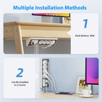 Regleta de enchufes múltiples de ángulo recto 7 en 1 con estación de carga rápida, 4 CA, 2 USB-C de 20W con indicador LED y doble interruptor, ideal para cargar teléfonos, tablets en el hogar, la oficina, configuración de oficina en casa, organización del