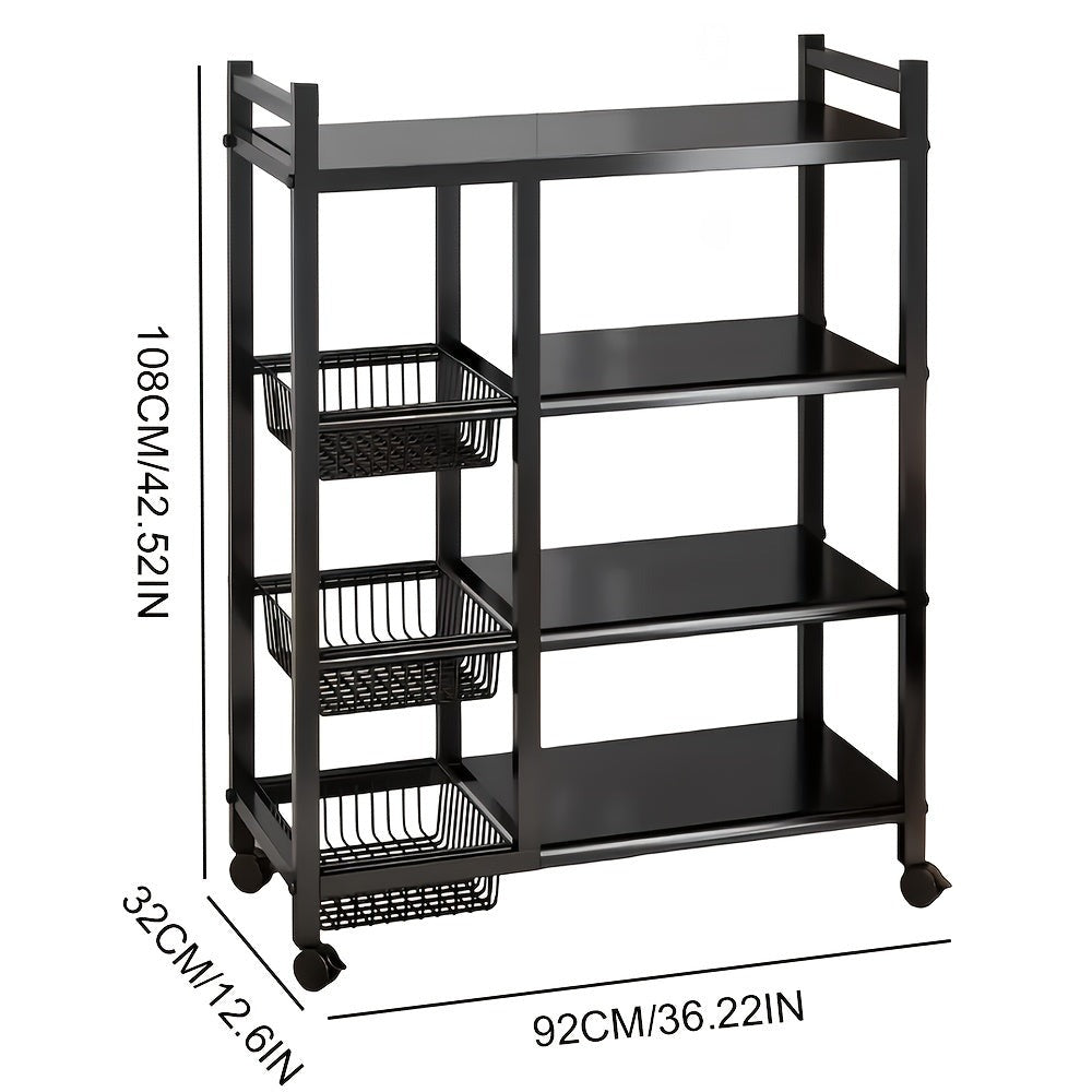 Estante de Cocina de Acero de Alta Resistencia, Estante para Microondas y Electrodomésticos, Estante de Almacenamiento, 92*32*108 cm, Estante Vertical, Estante para Electrodomésticos, Estante Abierto Multinivel, Ahorro de Espacio, Estante de Cocina, Const