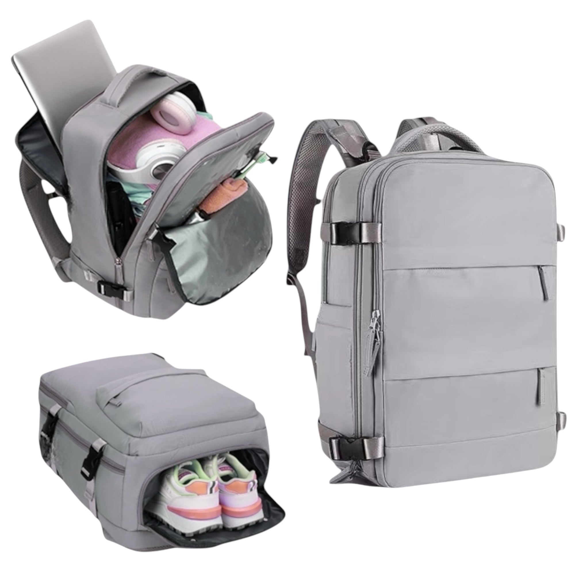 Mochila de Viaje para Cabina de Avion 45x30x20 para Vuelo Barato Equipaje de Mano y Espaciosa con Compartimento para Zapatos y Mochila Antirrobo Multifuncional para Viajes 2210.