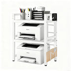 Soporte para impresora de 2/3 niveles - con 3 ganchos, soporte para tabla de cortar y portalápices, diseño expandible, adecuado para el hogar y la oficina, puede contener fotocopiadoras y escáneres (Negro, Blanco)