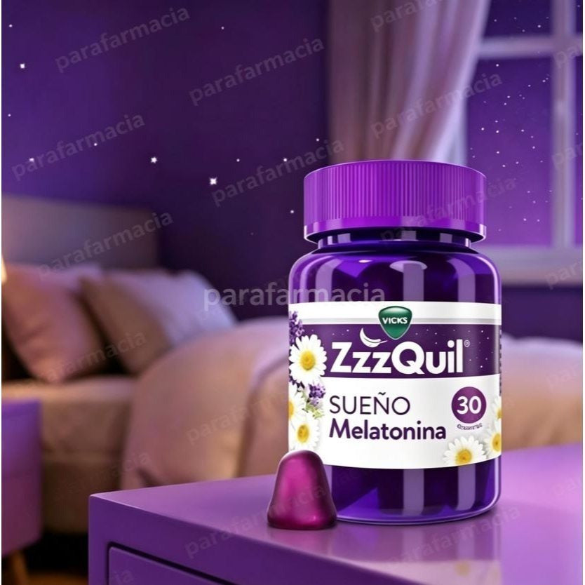 ZzzQuil Sueño Gummies de Melatonina 1mg con Valeriana, Complemento Alimenticio sabor Frutos del Bosque, 30 Gummies