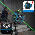 Nivel láser | Nivel Láser de 16 Líneas Jemi Tool 360 Autonivelante, Tamaño de Bolsillo 4X360 Línea Cruzada Verde, Herramienta de Nivel Láser para