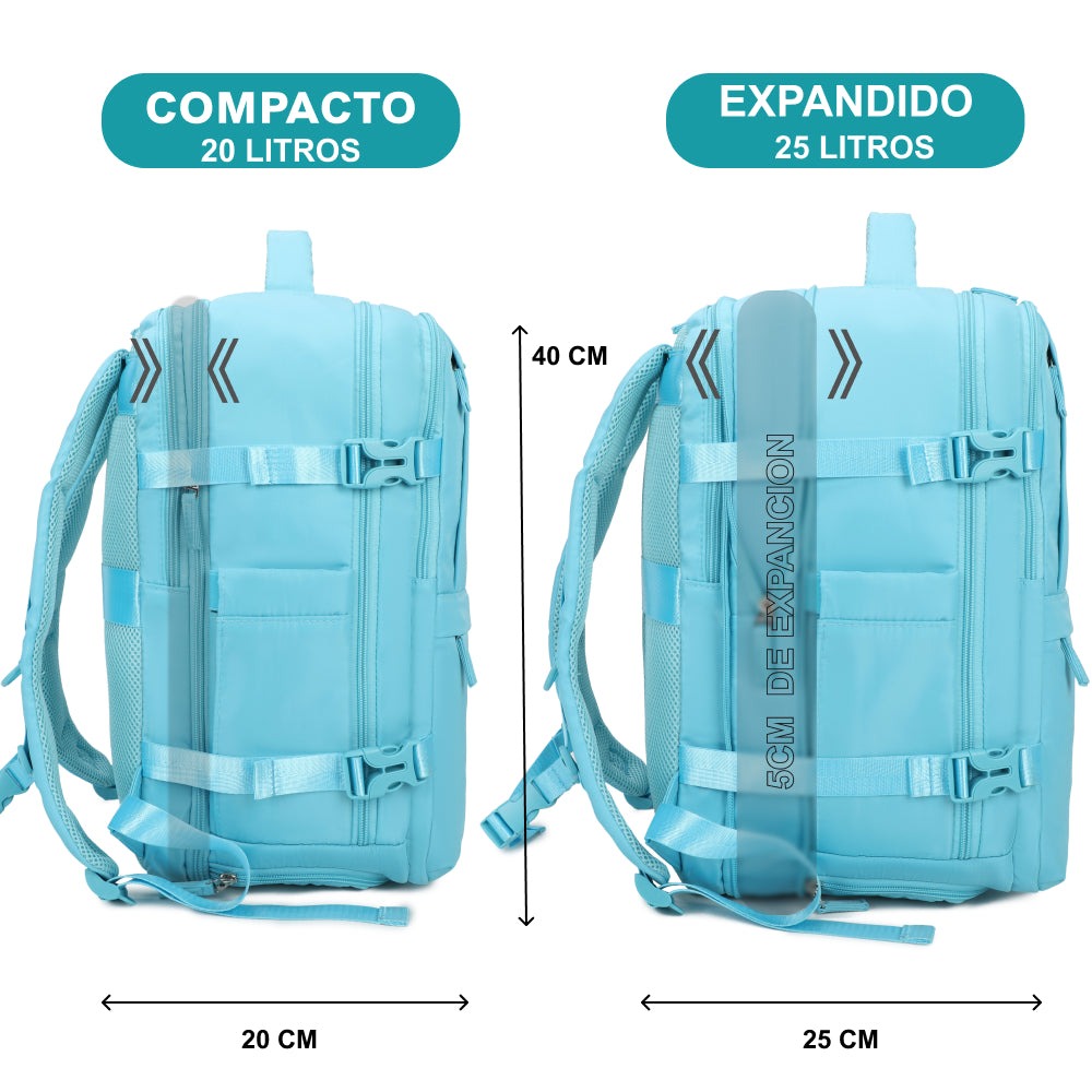 Mochila de cabina expandible 40x25x20-25cm | compartimiento para zapatillas | Mochila casual compatible con portátil 14 pulgadas