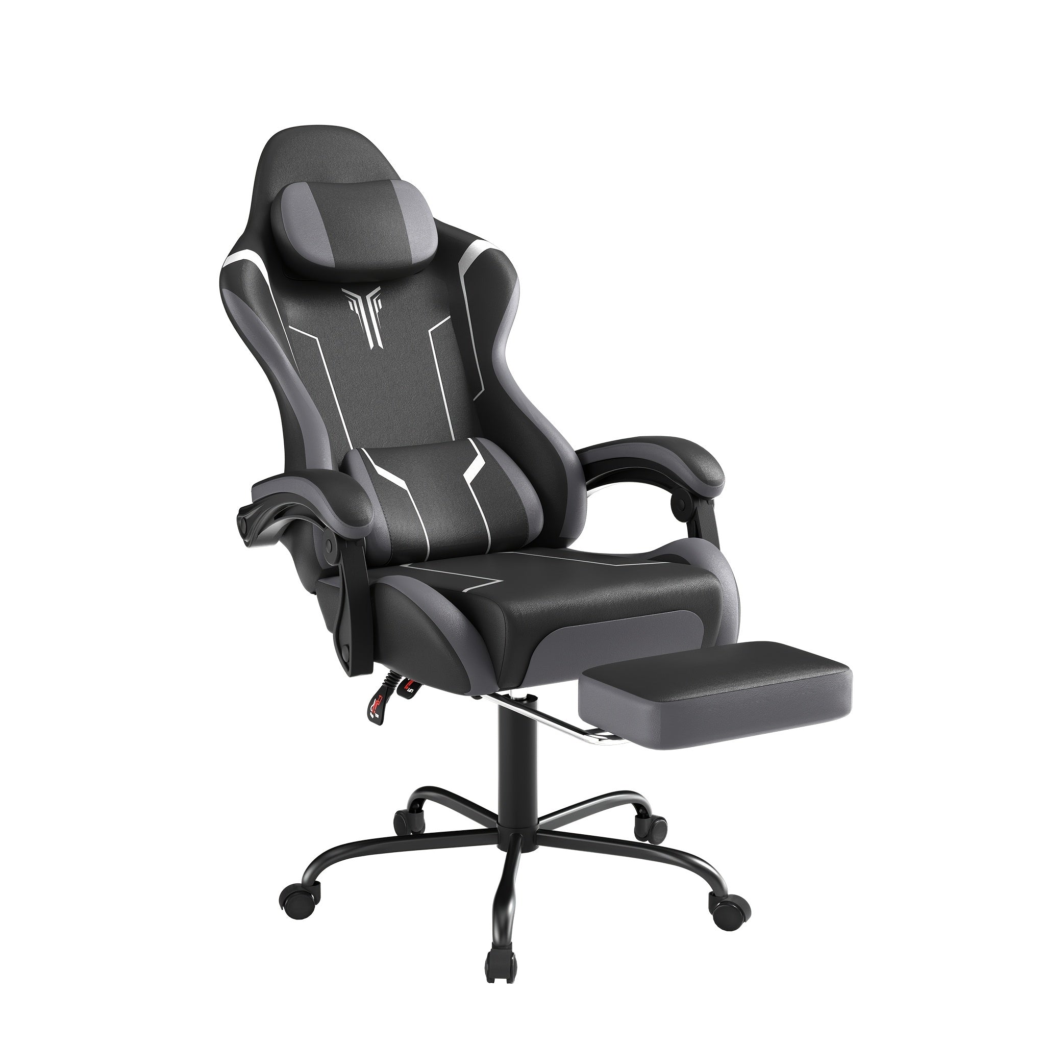 Silla Gaming Ergonómica con Soporte Lumbar Ajustable, Reposacabezas, Reposabrazos y Reposapiés, Ideal para Oficina y Gaming en PC, con Inclinación de 135° y Capacidad de Peso de 150 Kg