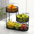 Gran Cesta de Frutas Elegante de Metal de Múltiples Niveles, Ideal para Mesa de Café en la Sala - Bandeja de Aperitivos de Lujo y Estante de Exhibición, Plato de Servir de Múltiples Capas, Centro de Mesa de Metal para Fiestas, Postres y Frutas