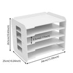 Organizador de bandeja de letras con 5 compartimentos de almacenamiento, bandeja de letras blanca, organizador de papel A4 para escritorio de oficina, bandejas de escritorio blancas con compartimentos, bandejas de papel apilables con construcción de espig