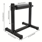 Soporte de sentadilla con pierna ajustable con rueda - Negro, 60,96x56,64x67,06cm, gran capacidad de carga (199,58KG), alfombras antideslizantes, perno de ajuste de altura, ideal para gimnasios y lugares de fitness en casa, sin batería