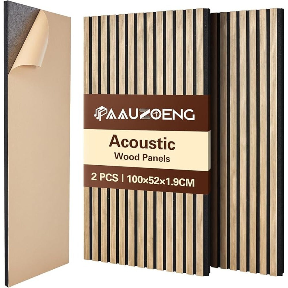 Paneles Acústicos Autoadhesivos Juego de 2 piezas 4 piezas 6 piezas 8 piezas 100X52Cm, Paneles de Pared Insonorizantes con Reducción de Eco Hechos de Veneración de Madera - Paneles Acústicos de Madera para Decoración de Pared Sala de Estar, Oficina y Ofic