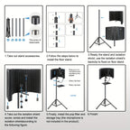 Aokeo Filtro Anti Pop, Escudo de Aislamiento para Micrófono de Estudio, Filtro Pop. Absorbe y Filtra el Sonido. Compatible con Blue Snowball y Cualquier Micrófono de Condensador (AO-505 con Soporte)