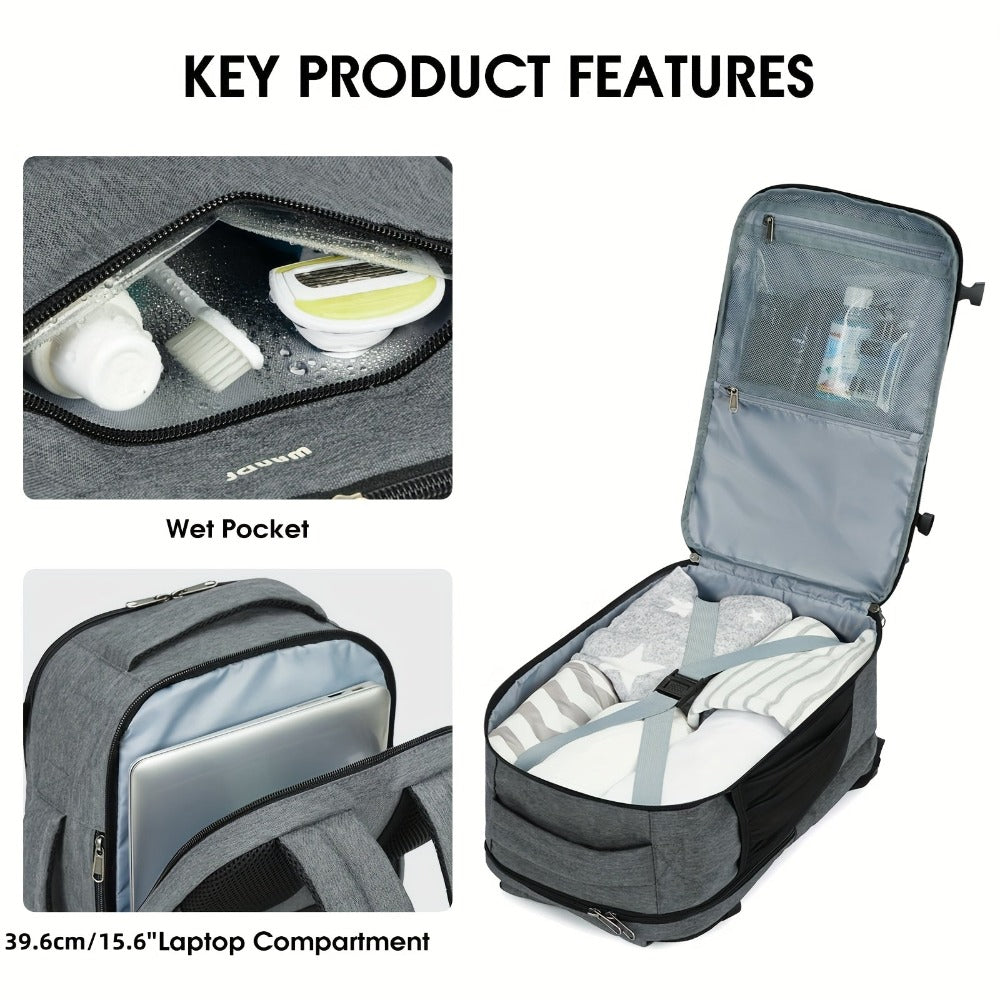Mochila antirrobo UltraLight 20L de 2026 - Equipaje de mano aprobado por aerolíneas con zona húmeda separada y funda tecnológica de 40.64 cm | Mochila de varios compartimentos para trayectos diarios/vacaciones (diseño unisex, 6 bolsillos seguros)