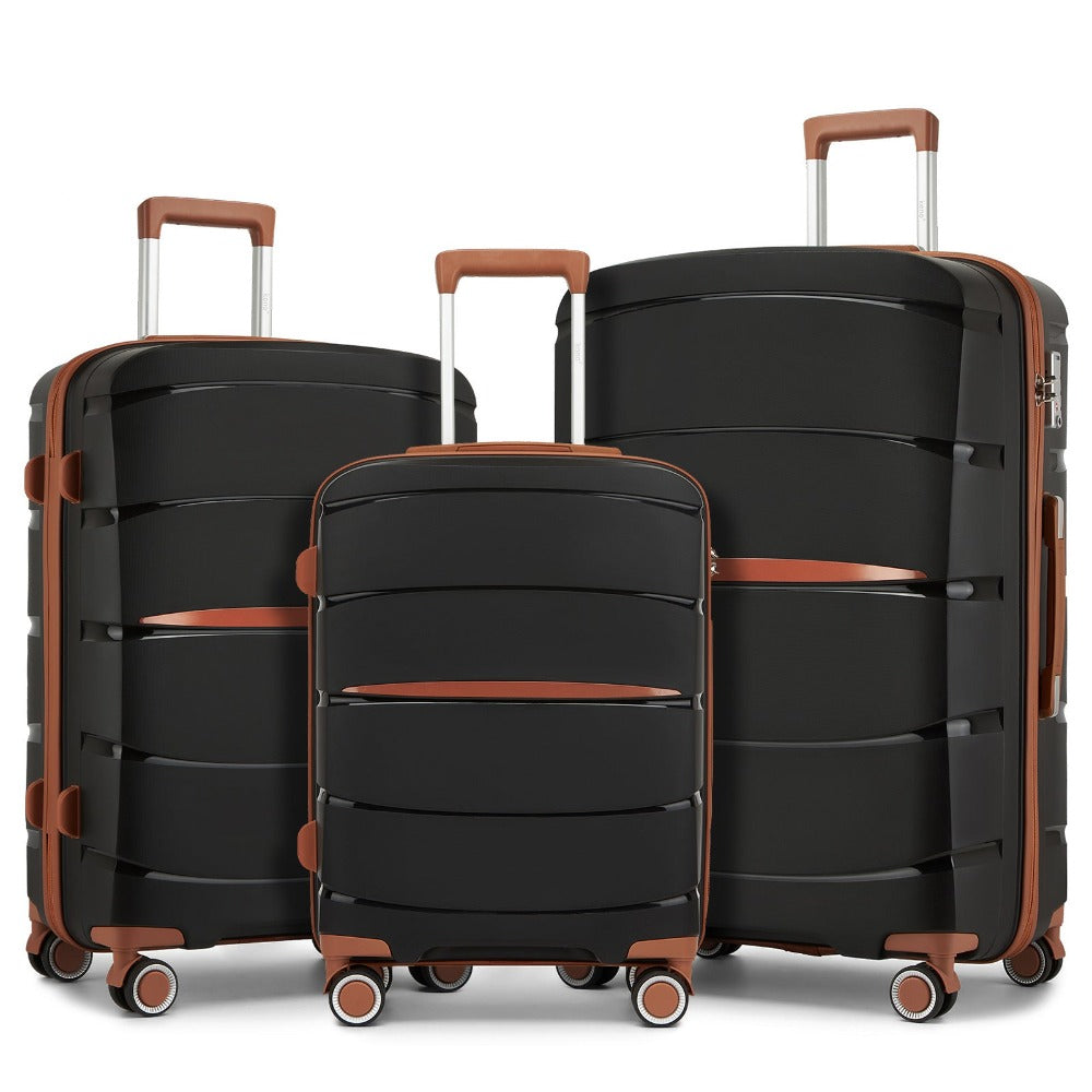 1/3 piezas de 20 pulgadas, 24 pulgadas y 28 pulgadas, maleta KONO, carrito, estuche de viaje - polipropileno, ligero, carcasa dura, 4 ruedas giratorias dobles y cerradura TSA