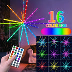 Luces colgantes de estrella explosiva, luces de fuegos artificiales, luces de hadas, luces de estrella explosiva, 114 LED, luces de meteorito, alimentadas por batería con control remoto, 84 modos de iluminación, operación adecuada para habitación de niña,