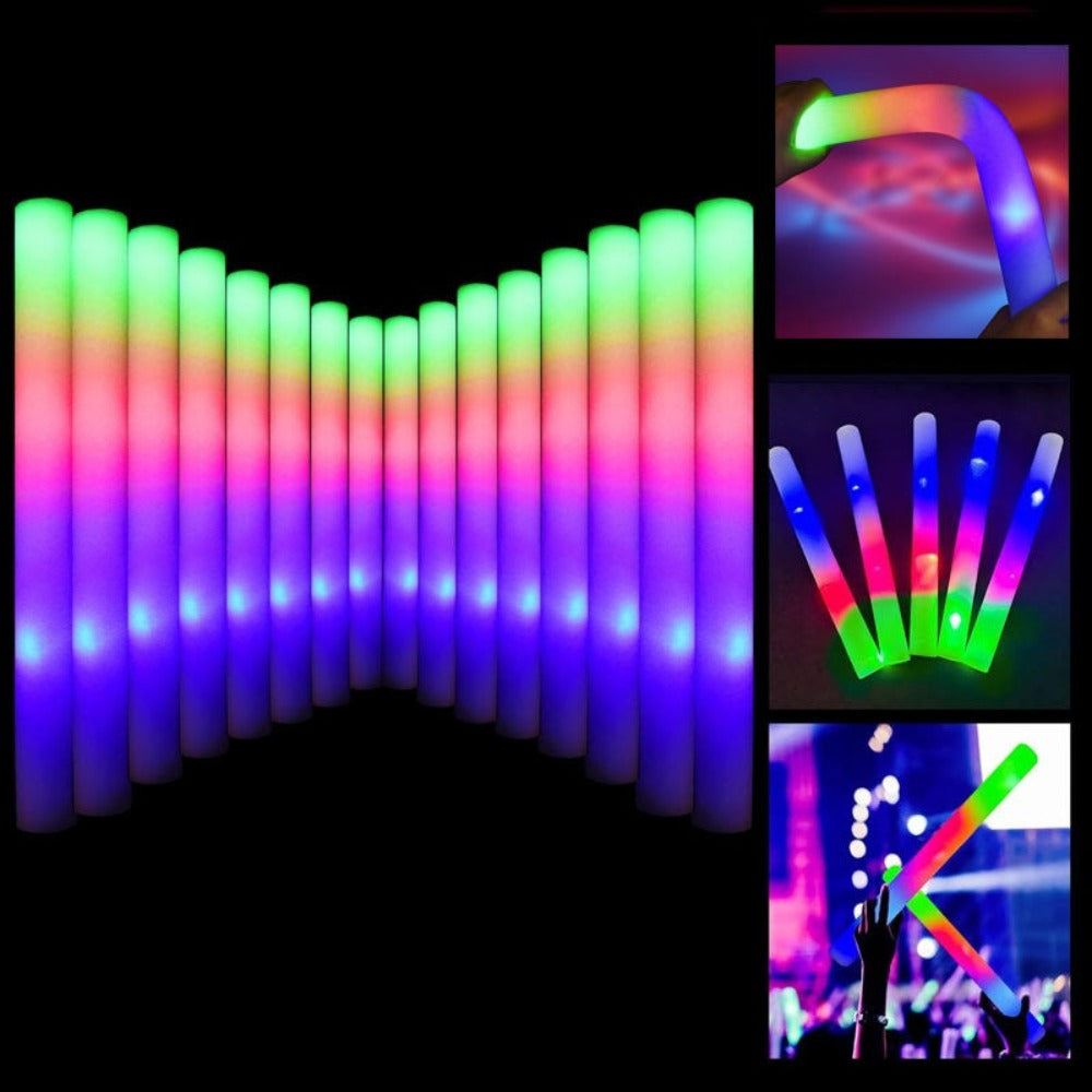 Un set de 60 recuerdos de fiesta variados para la temporada navideña, que incluye varitas de espuma LED que se iluminan en tres modos diferentes. Estas varitas luminosas que brillan en la oscuridad son perfectas para Halloween, decoraciones navideñas, Acc