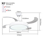 Ventilador de techo con Blanco en 3 Temperaturas de con Mando a Distancia -Motor DC Eficiente y Silencioso, 3 tonalidades, aspas desplegables retráctiles, 6 velocidades, control remoto, memoria, temporizador, silencioso y bajo consumo.