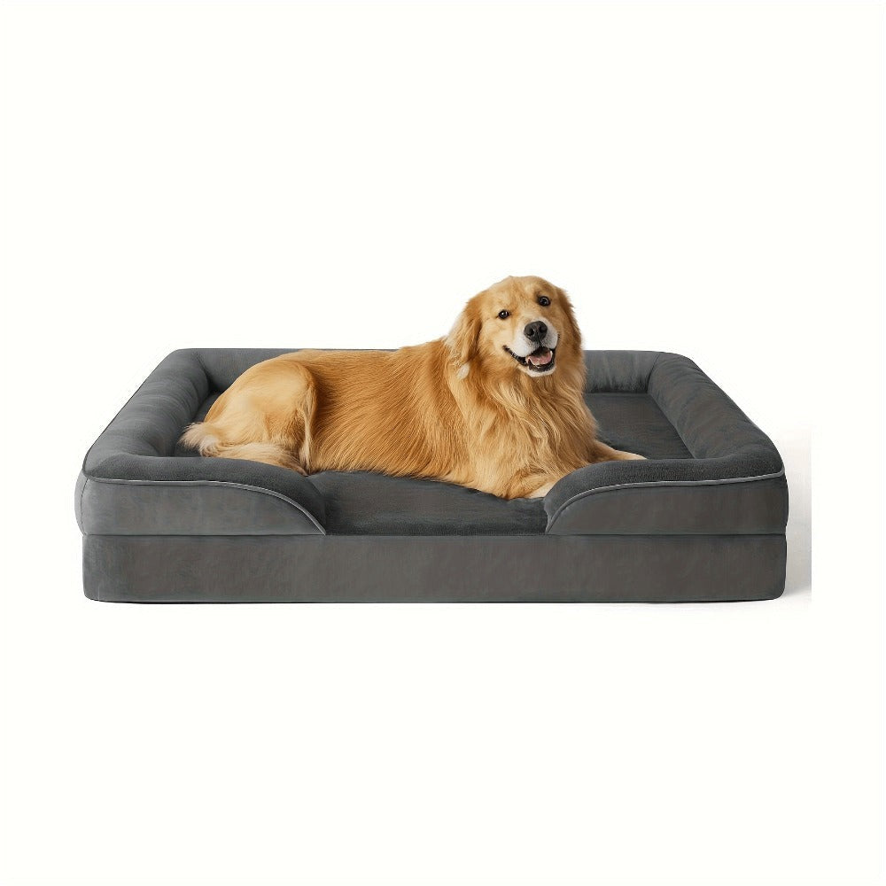 Cama Ortopédica para Perros con Espuma Viscoelástica | Soporte de Alta Densidad 65D | Acolchado de 10 cm de Grosor | Funda Removible Lavable a Máquina | Especial para Perros Medianos, Grandes y Senior
