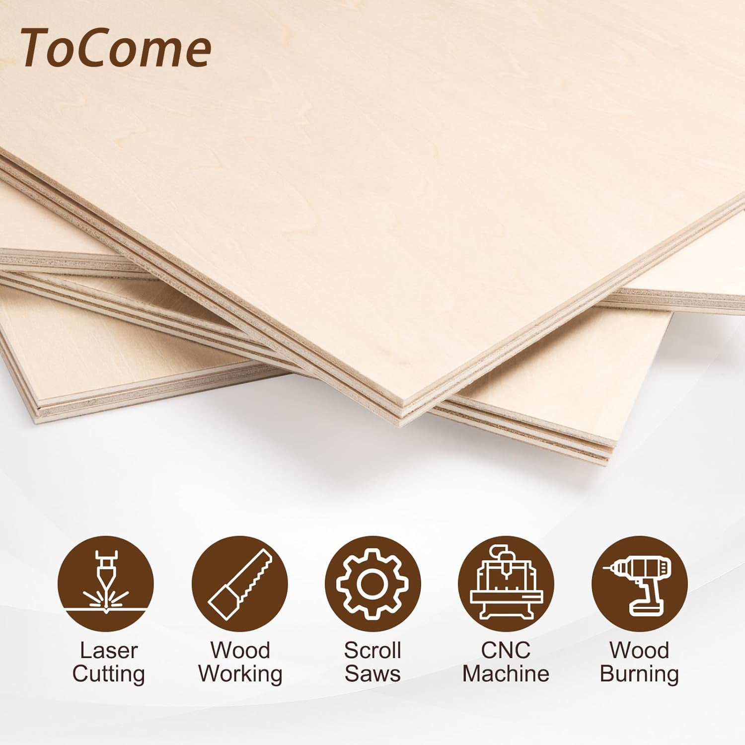 15/29/90 piezas de contrachapado de abedul - TOCOME 300×300×3mm Panel de madera para manualidades de alta calidad, contrachapado sin acabar con veta de madera natural y superficie lisa. Tablero de abedul de 3mm apto para grabado láser, corte CNC, talla de
